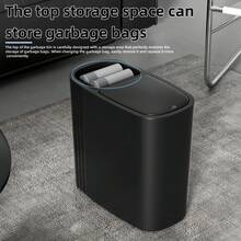 12-Liter Stylish Black Trash Can (One-Touch Push-Button Lid) Features A One-Touch (Push-Button) Lid, Silent Closing, And Odor-Proof Sealing Design. Constructed From Durable Plastic With A Sturdy Build, It Is Powder-Coated For Easy Cleaning And Maintenance. Its Space-Saving Elliptical Design Combines Modern Aesthetics, Making It Suitable For Homes, Bedrooms, Kitchens, Bathrooms, Laundry Rooms, Children's Rooms, Dormitories, Offices, And Commercial Spaces. This Compact Trash Can Serves As Both A Practical Waste Management Solution And A Decorative Office Supply - 純色垃圾桶 - 查看 7