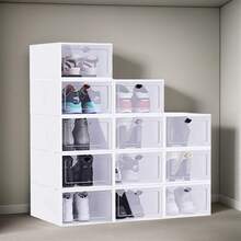 cajas Zapatera Apilables Estantes organizador de Plástico pegable Multifuncional con 14 piezas - Ver 5