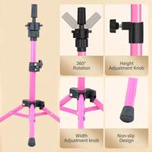 Mini Adjustable 23-Inch Wig Stand Tripod - 5 Colors High-Quality Metal, Portable Foldable Design, Suitable For Mannequin Head, Professional Wig Making And Styling - View 10