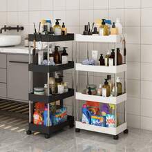 4-Tier Mobile Organizer With Casters For Various Items And Wheels - Blanco - Ver 1