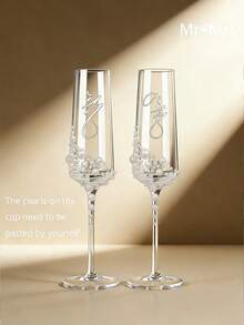 1pc Customizable Wine Glass, Personalized Wedding Glass, Photo & Text Customized, High Borosilicate Glass, Stemmed Highball Glass, White Wine Glass, Red Wine Glass, Face & Name Customized Cup, Bridesmaid Groomsmen Gifts, Wedding Party Essentials - Multicolor - View 5