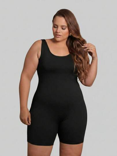 Macacao Plus Size Fitness Feminino Alca Larga Suplex Verão Casual Academia Yoga Caminhada Nao Marca