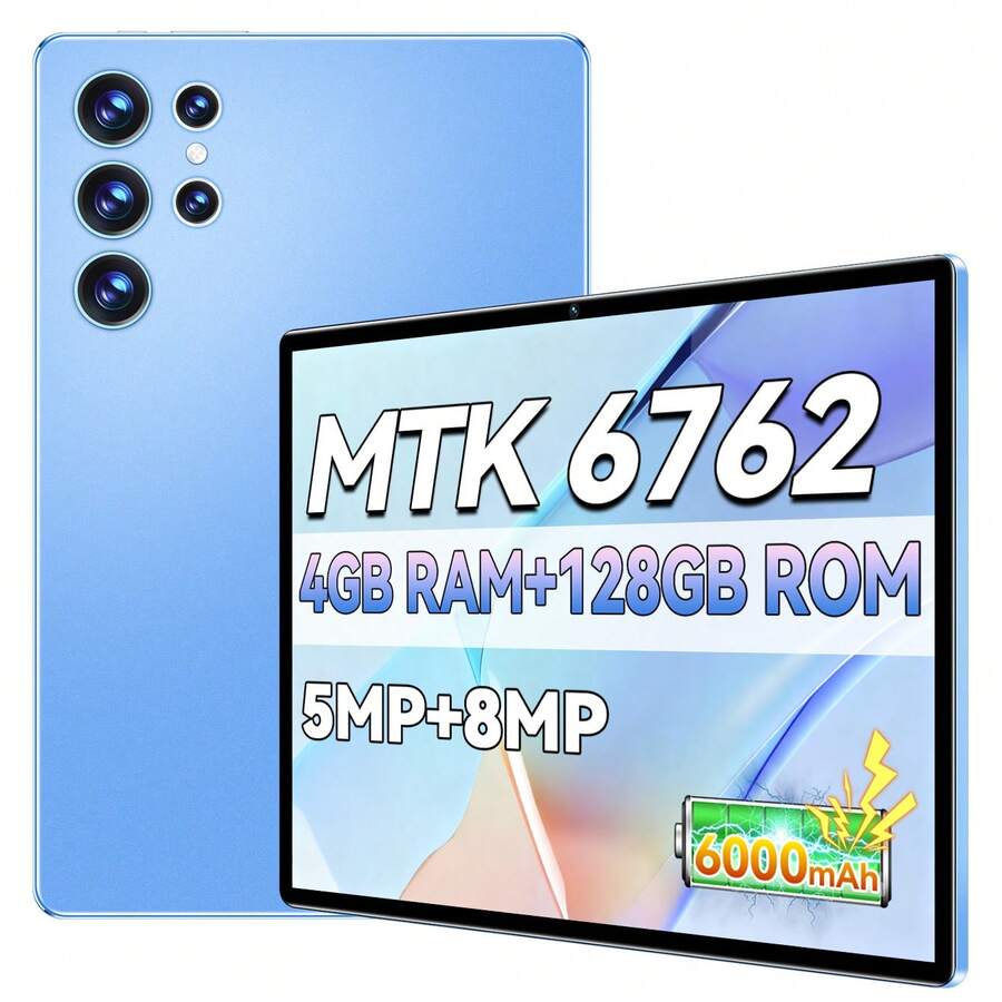 Qetupa 10.1英寸Z50安卓14平板电脑，3GB运行内存+64GB机身存储，MTK 6762八核1.8GHz处理器，高清(1280x800) IPS触控屏，支持蓝牙5.2和802.11ac WiFi 5，GPS，200万像素前置摄像头和500万像素后置摄像头，6000mAh大容量电池（不支持SIM卡）。轻薄设计，采用强化玻璃，让您随时随地享受娱乐。圣诞礼物之选，适合儿童/成人（不含适配器）。 - 藍色 - 查看 1