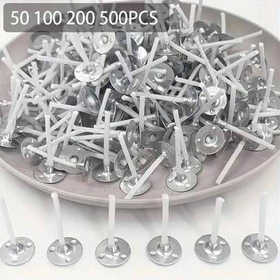 50/100/200/500pcs Tea Candle Wick 2.6cm(1in) Smokeless Braid Core Soy Wax Crafting Accessory Scent Candle Making Kit DIY Tool