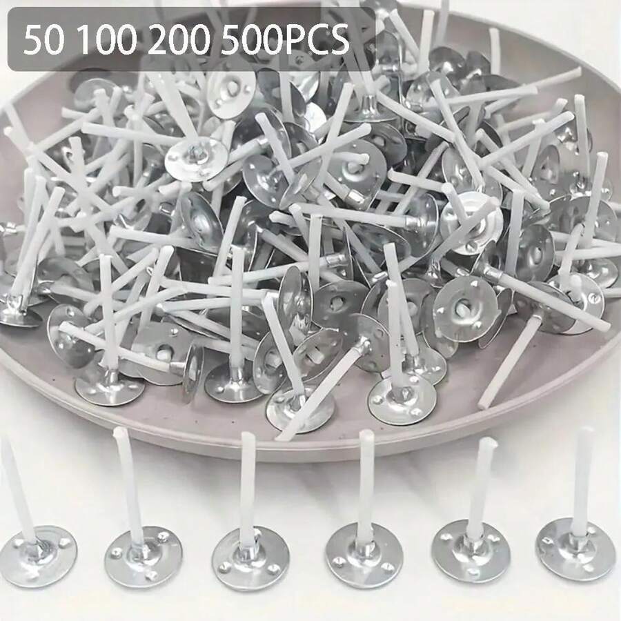 50/100/200/500pcs Sumbu Lilin Teh 2.6cm (1in) Tanpa Asap Inti Kepang Lilin Kedelai Aksesori Kerajinan Kit Pembuatan Lilin Aromaterapi Alat DIY - 2,6 cm - View 1