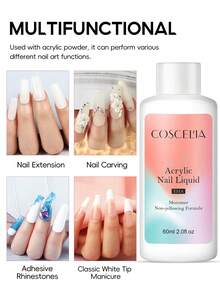 COSCELIA Acrylic Nail Kit With Nail Lamp And Nail Drill 4 Acrylic Powders Glitter Powder 60ml Acrylic Liquid Base Top Coat For Nail Extension Nail Art Tools Summer Vacation Gift For Women For Summer Vacation - 多色04 - 查看 6