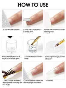 COSCELIA Acrylic Nail Kit With Nail Lamp And Nail Drill 4 Acrylic Powders Glitter Powder 60ml Acrylic Liquid Base Top Coat For Nail Extension Nail Art Tools Summer Vacation Gift For Women For Summer Vacation - 多色04 - 查看 10