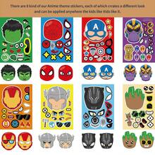 Marvel 8片/套 复仇者联盟超级英雄拼图贴纸 DIY游戏拼图益智玩具 新年礼物、情人节礼物、复活节礼物（随机款式） - 彩色 - 查看 2
