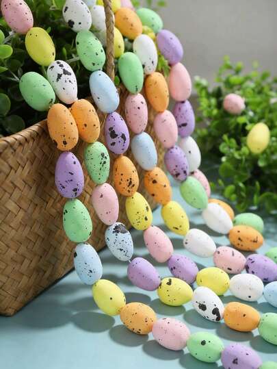 1pc New Easter Egg Wreath Decor, Spotted Speckled Foam Easter Eggs Decoration
