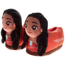Disney Moana Plush Character Slippers Girls Soft Plush Cozy Warm Island Princess Comfort Fit NonSlip Sole (Toddler Sizes 5-10, Little Kid Sizes 11-12) - Orange - View 2