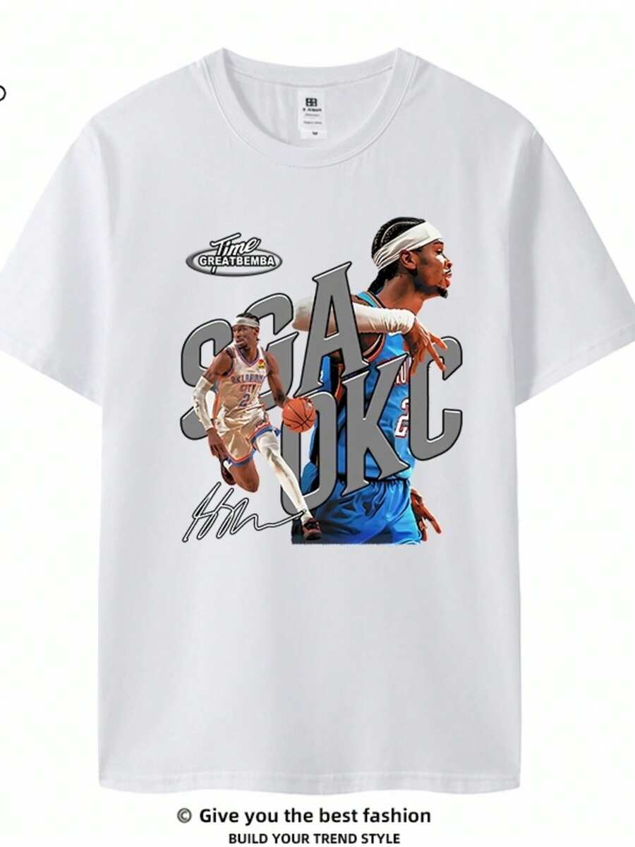 Shai Gilgeous-Alexander OKC Dual Vintage T-Shirt, Thunder Star Tee, SGA Gift For Fan, Oklahoma City Basketball Shirt, NBAGuard Tribute Shirt - 白色 - 查看 1
