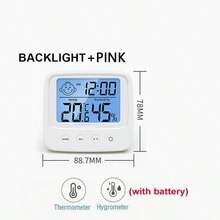 1个全新液晶数字温湿度计，婴儿房湿度监测器，带背光室内电子温湿度计气象站 - 白色 - 查看 10
