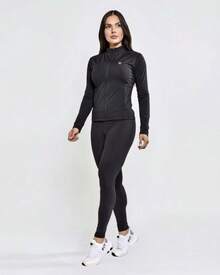 Women's 3-Piece Gym Kit – Jacket + Padded Top + Leggings - Women's 3-Piece Fitness Set – Jacket, Padded Top And Leggings - Complete Women's Gym Kit – Jacket + Top + Shaping Leggings - 黑色 - 查看 2