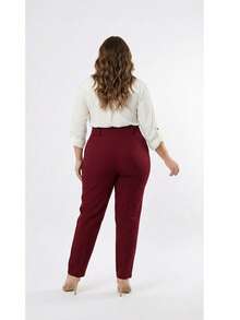 Plus Size Tailored Dress Pants - Color caoba - View 3