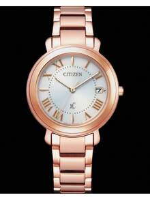 CITIZEN Vỏ thép không gỉ mạ ion vàng hồng, vành bezel mạ ion vàng hồng, mặt số trắng với 4 chữ số La Mã và hiển thị ngày ở vị trí 3 giờ, dây đeo thép không gỉ mạ ion vàng hồng, mặt kính khoáng, đường kính vỏ 34mm, khả năng chống nước 30M, -Bộ máy Drive - EO1202-57A - trắng - Xem 4