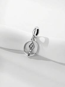 1 Piece Of Minimalist 925 Sterling Silver Yoga Stretching Pendant Bead DIY Souvenir For Both Men And Women's Birthdays - Silver - View 2