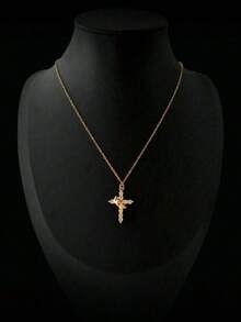 母亲节礼物推荐：升级版皇冠十字架项链、14K镀金皇冠十字架吊坠项链、简约钻石金项链、信仰十字架首饰、初领圣餐项链 - 彩色 - 查看 3