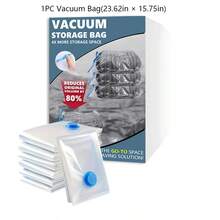 大容量节省空间真空收纳袋 - 塑料材质，长方形，多用途衣物真空压缩袋，无需用电，密封性好，尺寸：23.62英寸 x 15.75英寸 - 查看 10