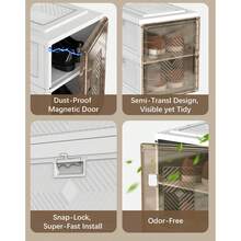 Foldable Shoe Storage, No-Tool Assemblhoe Box With Magnetic Clear Doors, Closed Shoe Rack For Closet, Entryway And Garage, Fits Men's Size 14, 6 Tiers 6 Pairs Variant 1 - 沒有任何 - 查看 5