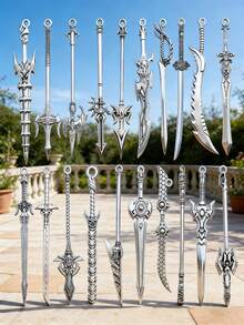 20/30/50/100/200 chiếc phụ kiện trang sức hợp kim bạc cổ điển, mặt dây chuyền hình kiếm để tự làm. - Bạc - Xem 2