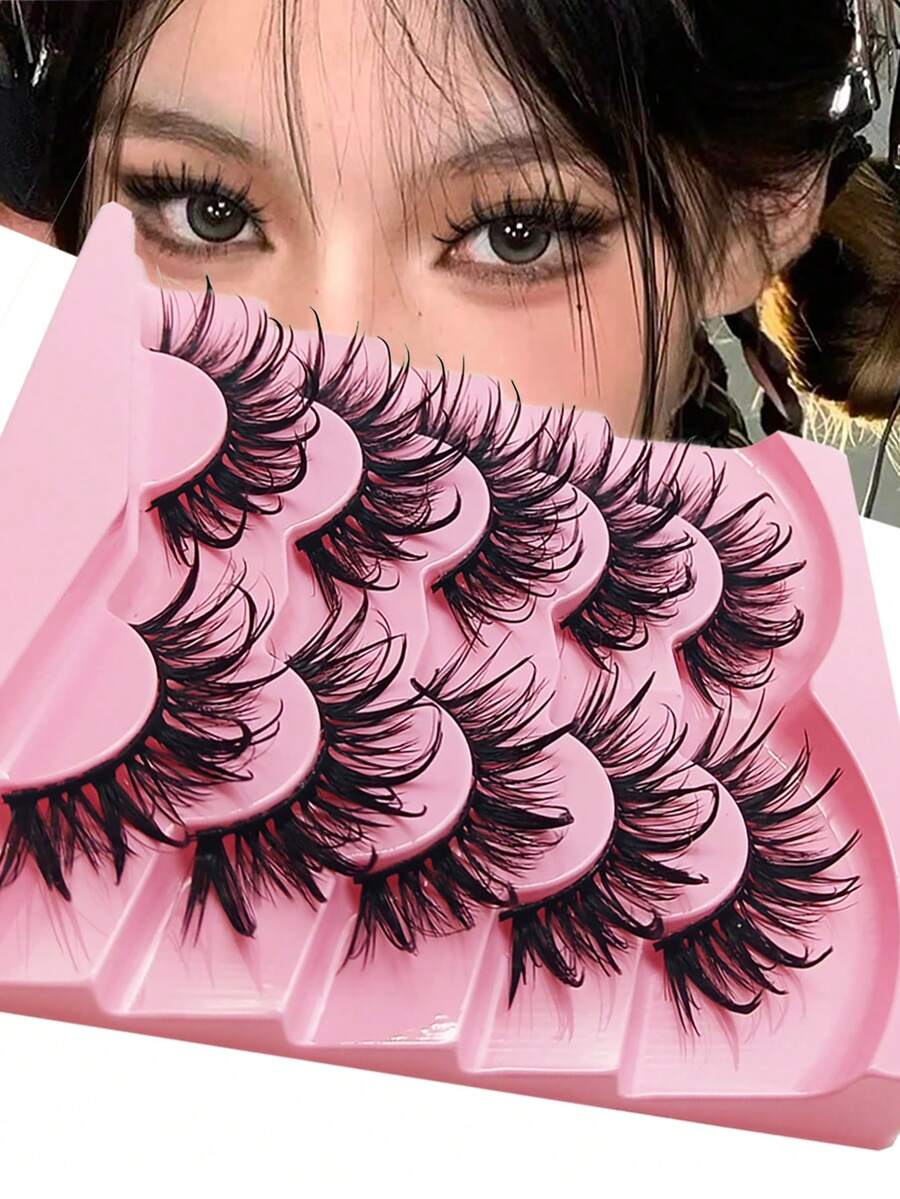 5 Pairs Of False Eyelash Sets - Black Stem+8D Fluffy, Achieving Soft And Vivid Prickle Effect, Perfectly Matching The Makeup Of The Character - View 1