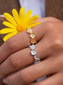 Frminee 2pcs/1pc Floral Design Rings - Minimalist Elegant Stainless Steel Jewelry For Women, Perfect Gift For Daily Wear, Vacation Or Holiday Occasions - Multicolor - View 2
