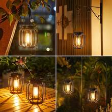 LiHangStar 1/2pcs Solar Hanging Lantern, Outdoor Table Lamp, IP65 Metal Solar Lamp With Hook, Bright & Warm Lantern Decor, Outdoor Hanging Light For Garden, Patio, Porch, Balcony - Solar Lanterns - View 6