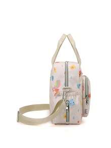 1pc Pastel Rainbow & Cartoon Sun Print Nylon Waterproof Large Capacity Multi-Compartment Dual Zipper Closure Cute Mommy Tote Bag, Suitable For Outings & Commuting - Multicolor Rainbow - View 5