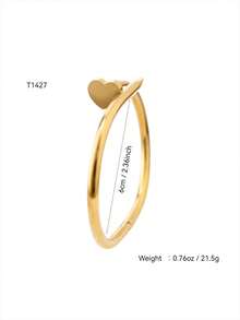 1 buah Set Gelang Zirkonia Stainless Steel Vintage untuk Wanita, Desain Multi-Elemen Zirkonia Daun Semanggi Empat dan Hati, Dapat Ditumpuk atau Dipakai Sendiri, Tidak Luntur, Cocok untuk Pemakaian Sehari-hari, Musim Panas, Perhiasan - Emas - View 5