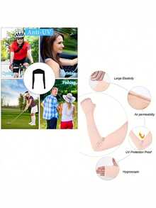 1 buah Sarung Lengan Pendingin Wanita Warna Polos - Tahan UV, Pas Elastis, Cocok untuk Golf, Lari, Memancing, dan Bersepeda, Serat Poliester Bernapas, Tersedia Berbagai Pilihan Warna, Cocok untuk Festival dan Pesta - A - View 3