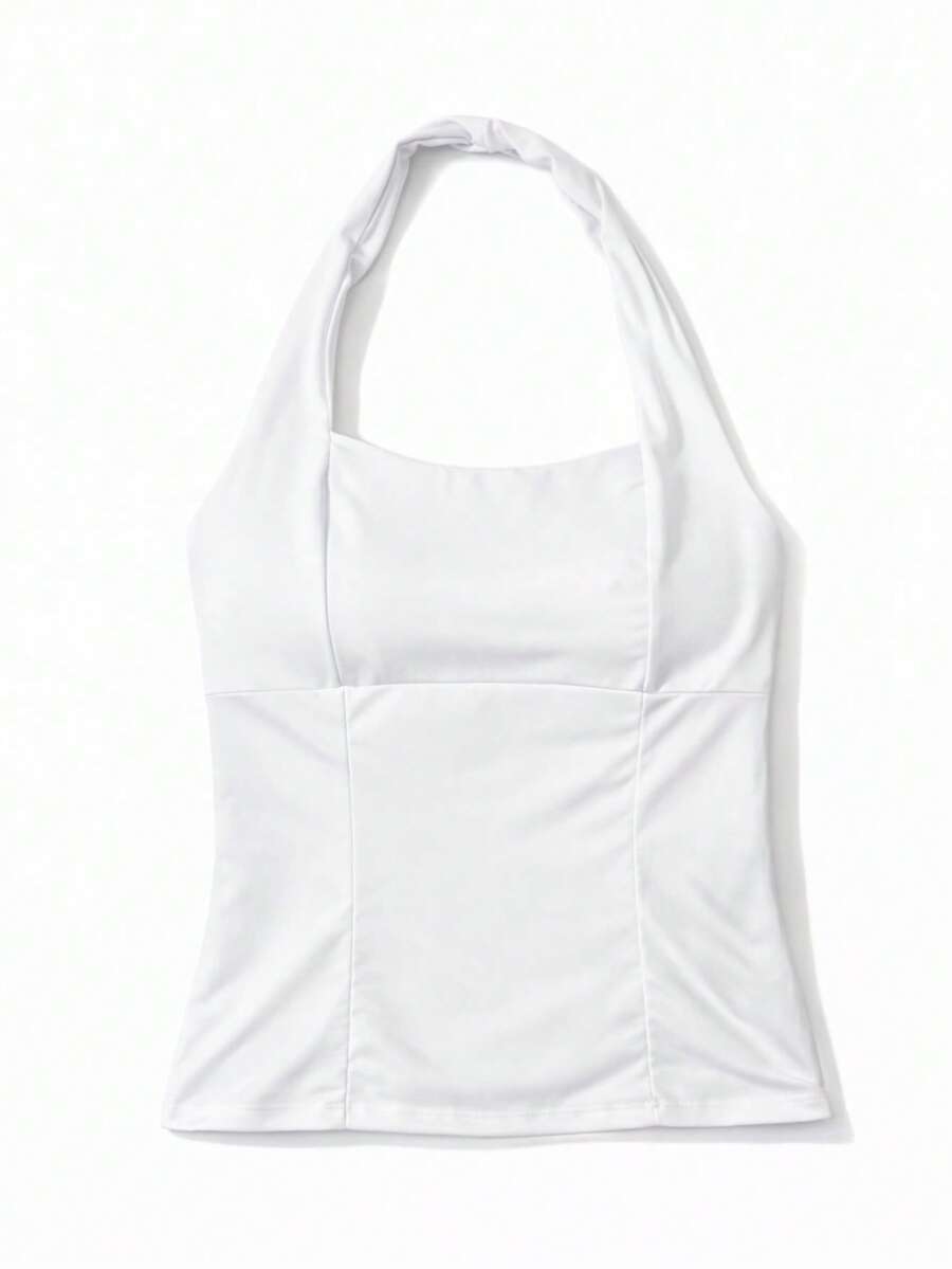 Cropped Polyamide Backless Knit Cropped Nightwear Summer - 白色 - View 1