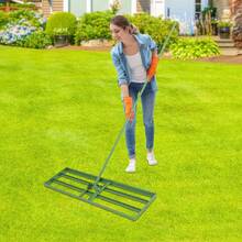 Metal Lawn Leveling Rake, 91*25cm Lawn Leveler Tool, 180° Rotation Lawn Leveling Rake For Backyards, Gardens, Farms, Lawns, Yards, Soccer Fields, Golf Courses - Green - View 1