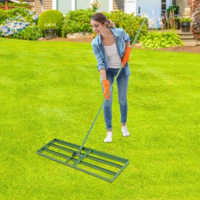 Metal Lawn Leveling Rake, 91*25cm Lawn Leveler Tool, 180° Rotation Lawn Leveling Rake For Backyards, Gardens, Farms, Lawns, Yards, Soccer Fields, Golf Courses