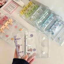 1个A8透明糖果色便携式三环活页夹，带双扣活页夹，透明内页，PP材质，小巧大容量，方便携带，适合DIY贴纸簿、日记本或收纳偶像照片、卡片、小物件。 - 查看 5