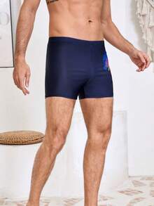 Men's Swim Trunks; New Large Size, Professional Sports, Flat-Front, Anti-Embarrassment Swimwear For Sp - Blue - View 4