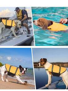 1pc Dog Life Jacket, Reflective Stripe Dog Life Vest, Adjustable Pet Life Ring High Buoyancy Swimwear Suitable For Large Dogs - Yellow - View 5