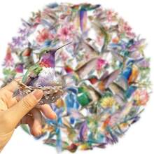 50 Pcs New Style Hummingbird & Flower Animal Stickers - Transparent Waterproof PET Decals For DIY Phone Cases, Journals & Water Bottles - 50PCS - View 4