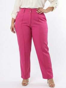 Plus Size Tailored Dress Pants - Rosa Fucsia - Ver 1