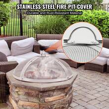 20" To 40" Fire Pit Spark Screen Round, Reinforced Heavy Duty Steel Metal Cover, Outdoor Firepit Lid, Easy-Opening Top Screen Covers Round With Ring Handle For Outdoor Patio Fire Pits Backyard - 30 in - View 2