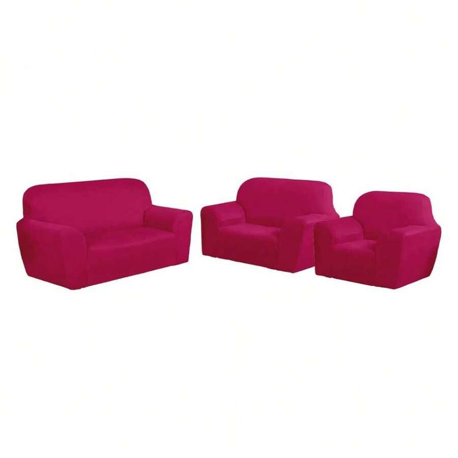 Protective Cover For Sofa 3x2x1 Seater, Plain, Fitted, Gel Polyester Mesh, Fast Shipping. - Hot Pink - View 1