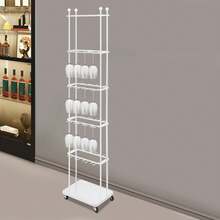 kangten Champagne Holder Wine Glass Stemware Rack Champagne Flute Holder With Wheels UK - White - View 7