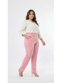 Plus Size Tailored Dress Pants - Rosa - Ver 4