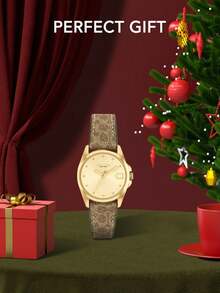 Coach Womens Watch Analog Quartz Waterproof Ladies Watches for Women Easy Read Women's Wrist Watches with Leather Strap - 棕色 - 查看 7