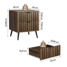 Modern Bedside Table With Recessed Design And Two Drawers, Suitable For Bedrooms, Hallways, Living Rooms And Children's Rooms, Walnut, 45 X 40 X 53 Cm, 1 Piece - Walnut - View 12