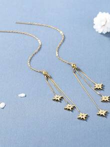 1 Pair Fashionable Titanium Steel Stud Earrings, Minimalist Simple Design, Suitable For Students And Versatile Wear - Gold 1 - View 5