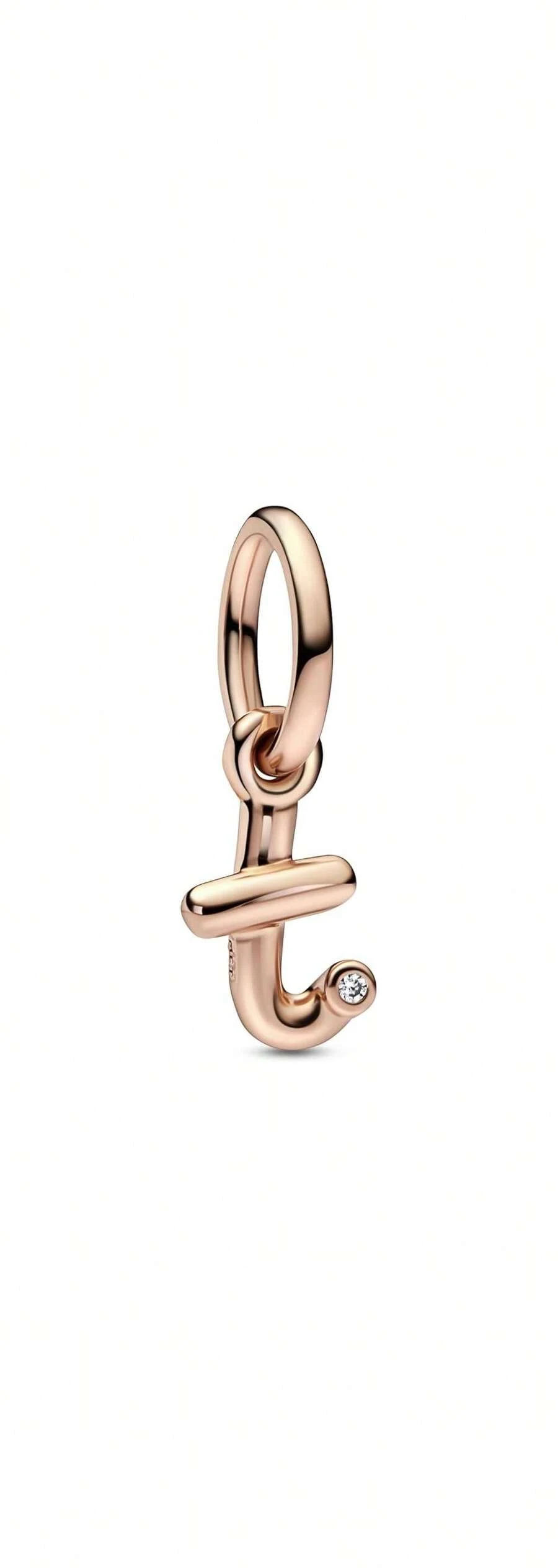 Letter T Script Alphabet Dangle Charm - Gold - View 1