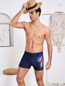 Men's Swim Trunks; New Large Size, Professional Sports, Flat-Front, Anti-Embarrassment Swimwear For Sp - Blue - View 6