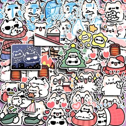 40张可爱Q版猫咪卡通贴纸 - 适用于日记本、水瓶和手机壳的可爱贴纸
