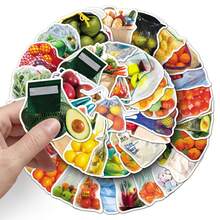 50 Pcs Bagged Realistic Fruit & Vegetable Stickers - Creative Graffiti Decor For Fridges, Cars, Phones & Journals Scrapbook Supplies Stationery Funny Stickers Kindle - 50PCS - View 9
