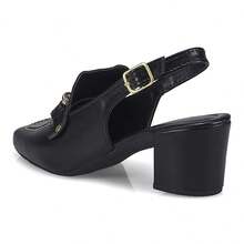 LAZZLU SHOES Sapato Feminino Mule Loafer Salto Bloco Grosso Confortável - Preto - Visão 6